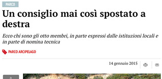 Ritaglio dell'articolo Un consiglio mai così spostato a destra