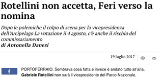 Ritaglio dell'articolo Rotellini non accetta, Feri verso la nomina
