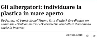 Ritaglio dell'articolo Gli albergatori: individuare la plastica in mare aperto