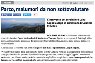 Ritaglio dell'articolo Parco, malumori da non sottovalutare