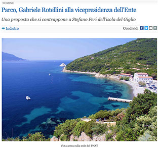 Ritaglio dell'articolo Parco, Gabriele Rotellini alla vicepresidenza dell’Ente